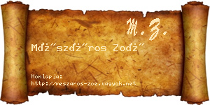 Mészáros Zoé névjegykártya